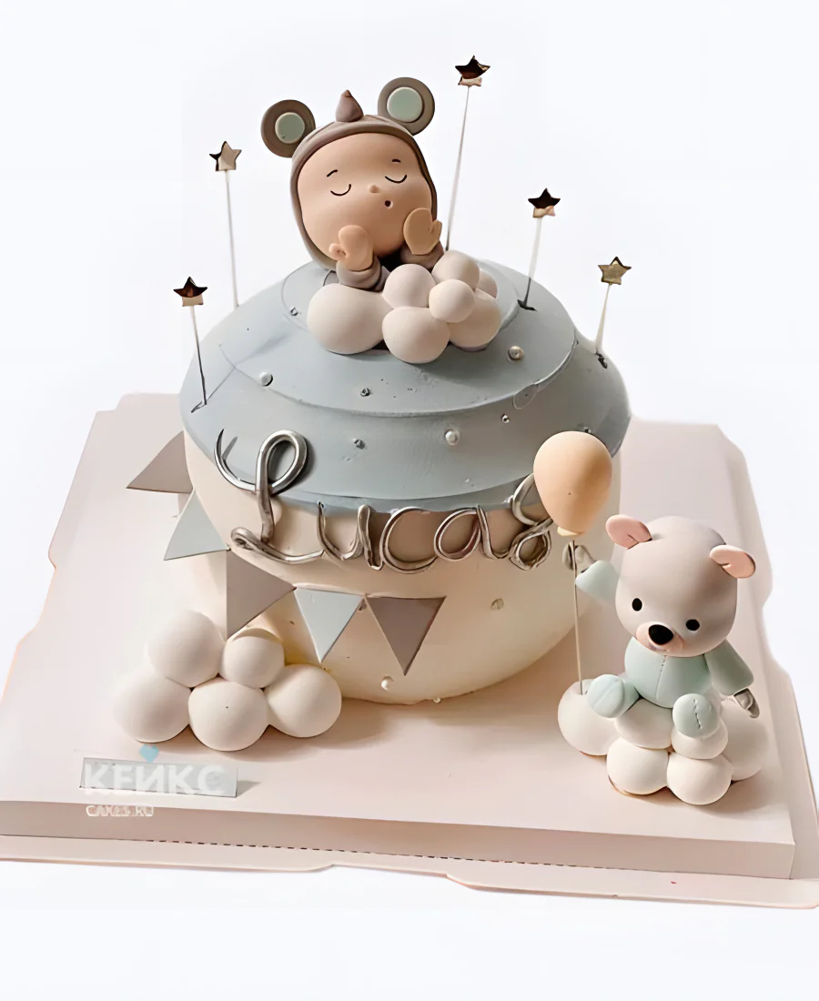 Необычный торт с фигуркой младенца скоро буду Необычный торт с фигуркой младенца скоро буду Фото