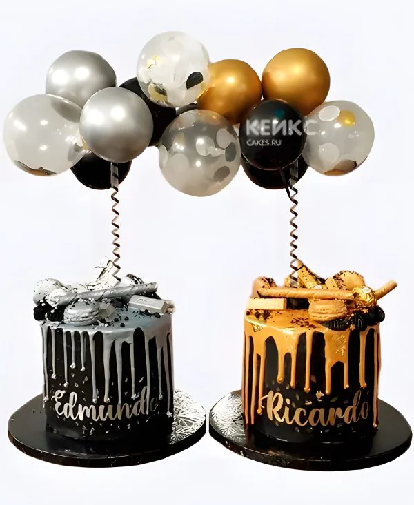 Необычный торт серебро с золотом для девочек Фото
