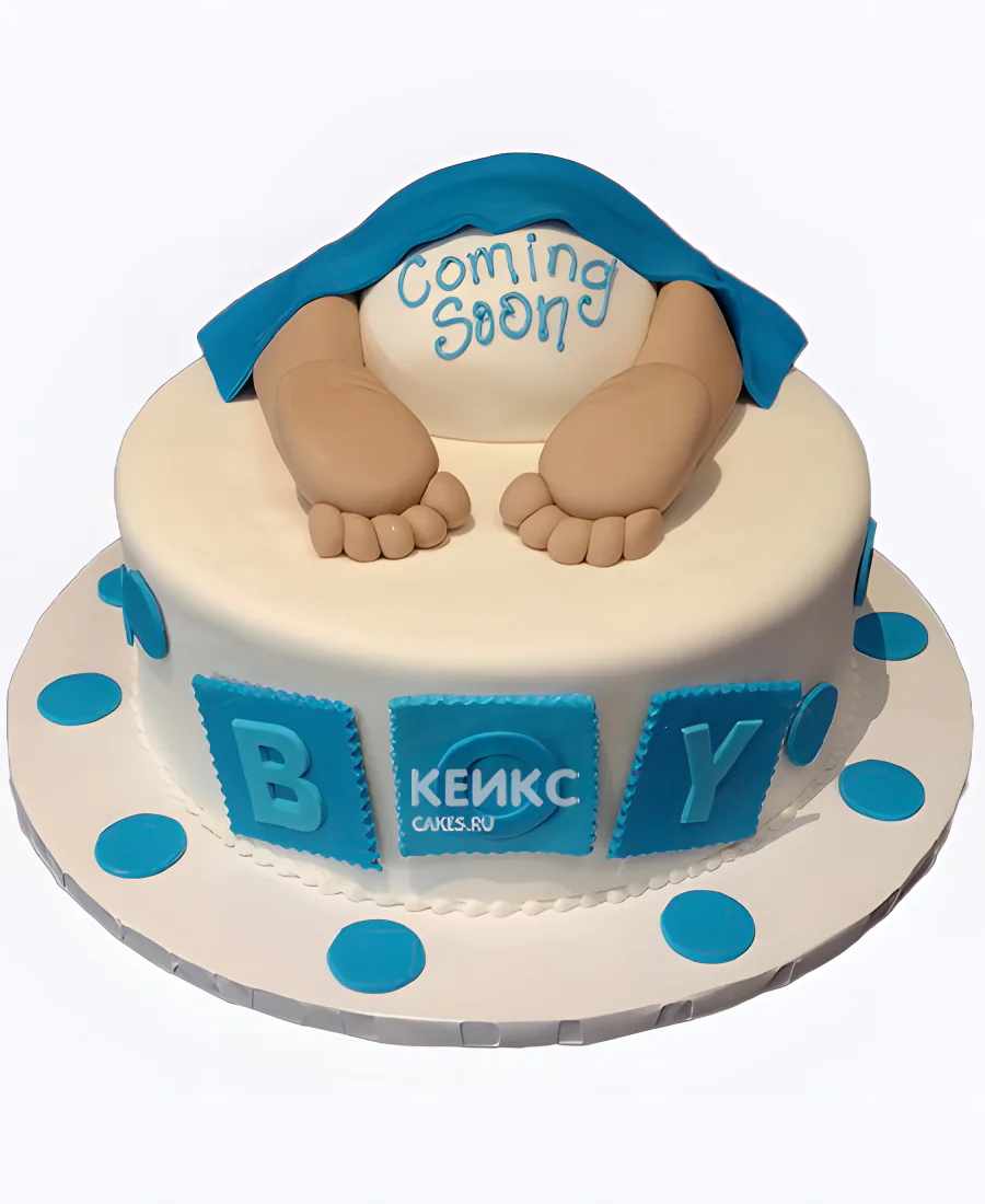 Необычный торт в горошек на рождение ребенка скоро буду Фото