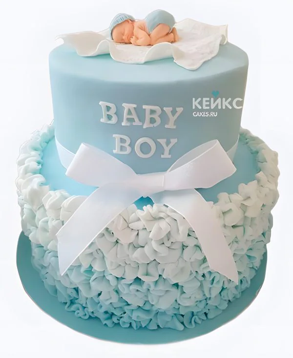 Нежный двухъярусный торт на рождение ребенка скоро буду Нежный двухъярусный торт на рождение ребенка скоро буду Фото