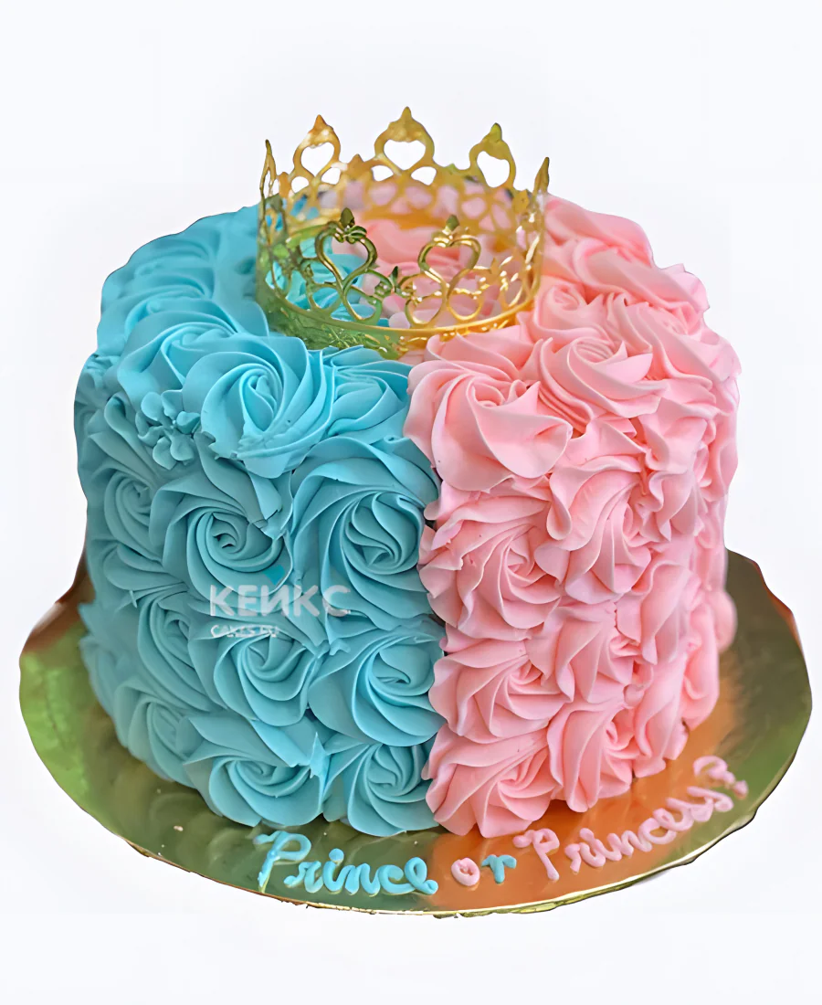 Нежный гендер-торт с короной Фото