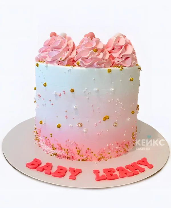 Нежный розовый торт для девочки Нежный розовый торт для девочки Фото