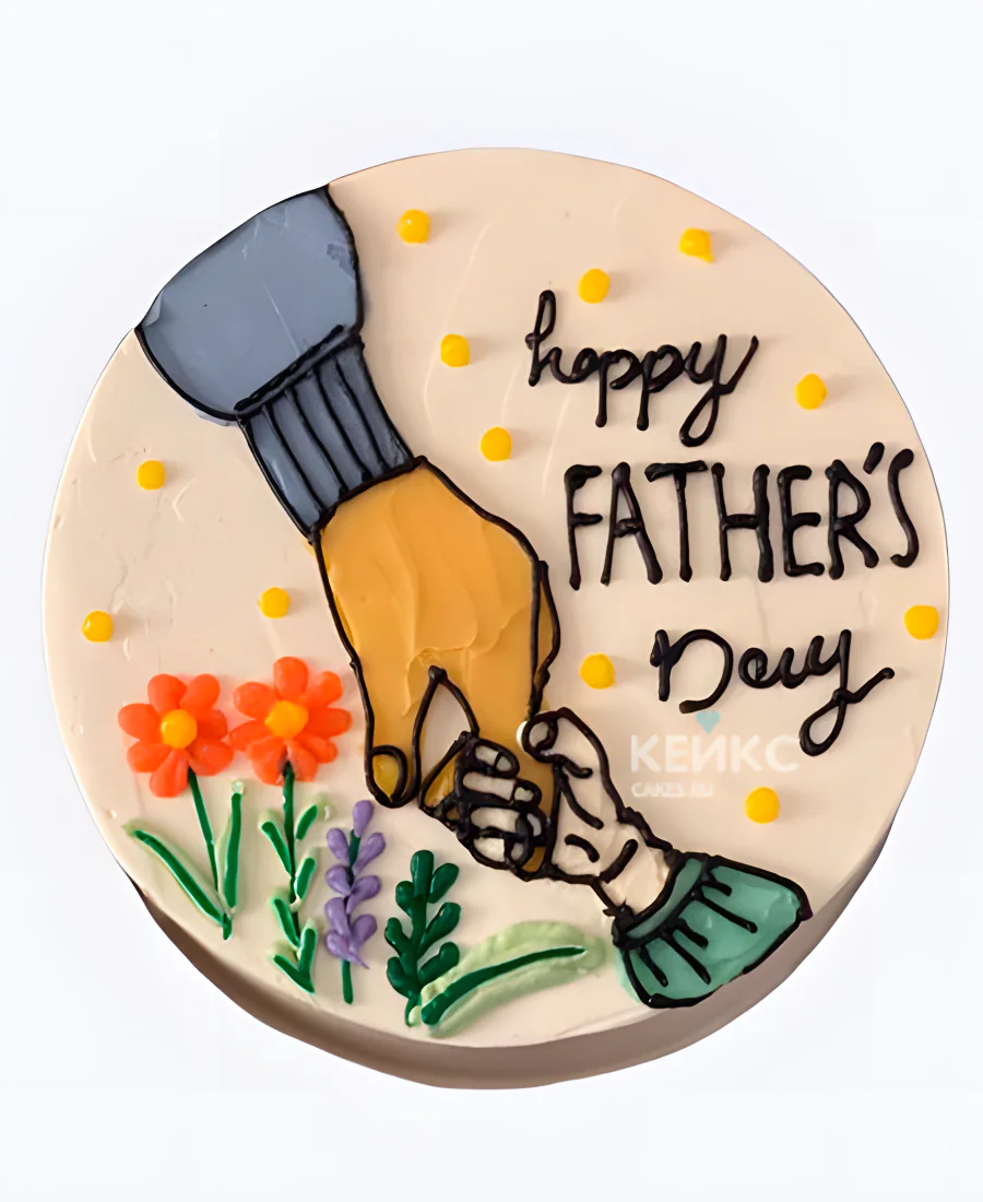 Очаровательный торт с цветочками на день отца Фото