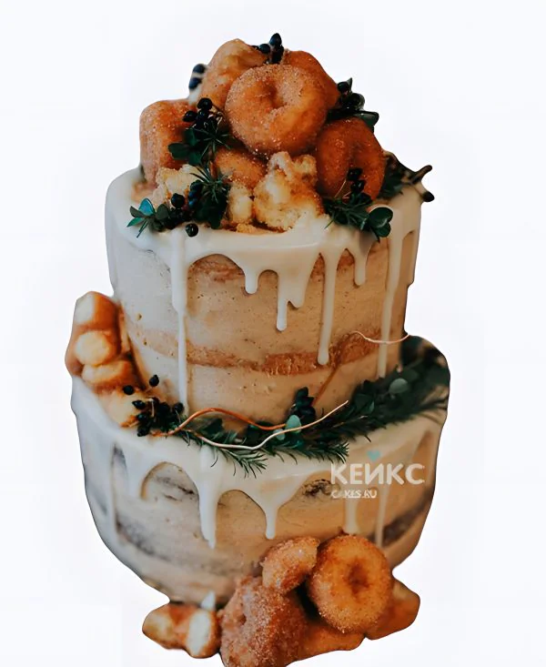 Осенний свадебный торт с пончиками и веточками Осенний свадебный торт с пончиками и веточками Фото