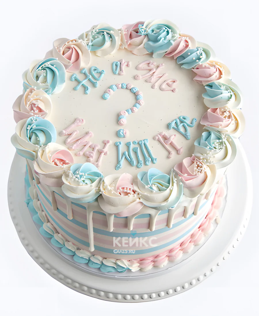 Полосатый гендер-торт Фото