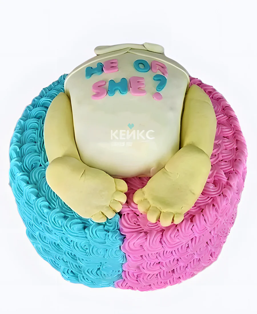 Прикольный гендер-торт с фигуркой Фото