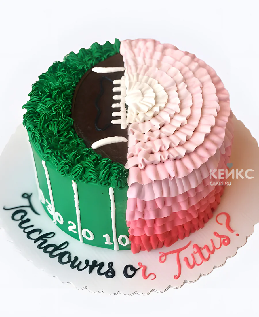 Прикольный гендер-торт с рисунком мяча Фото