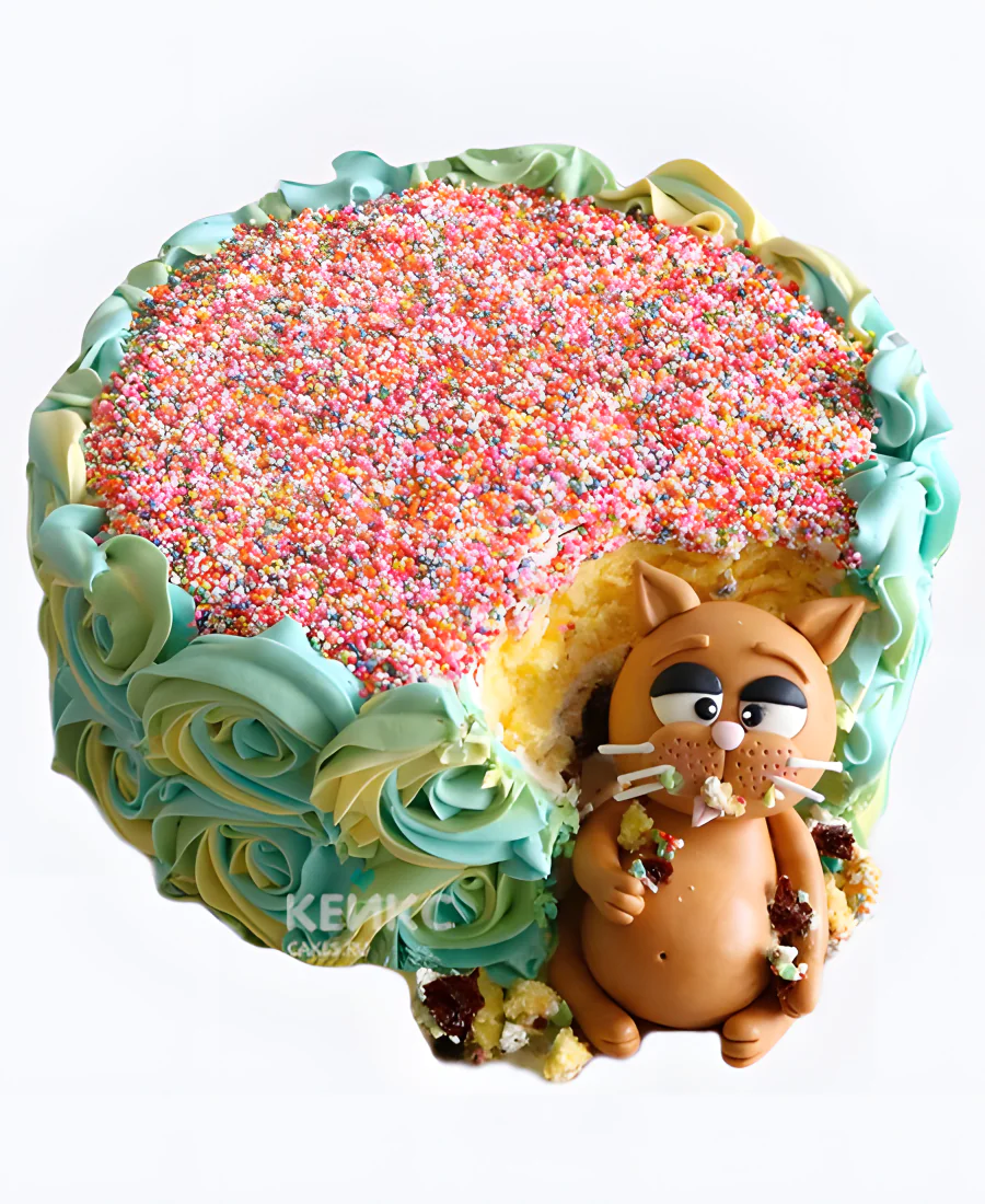 Торт девочке с прикольным котиком Фото