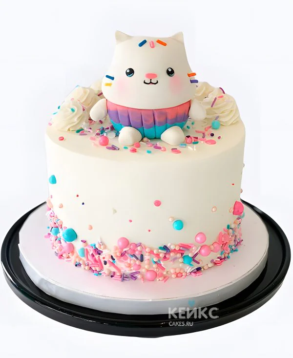 Прикольный торт девочке с котиком Прикольный торт девочке с котиком Фото