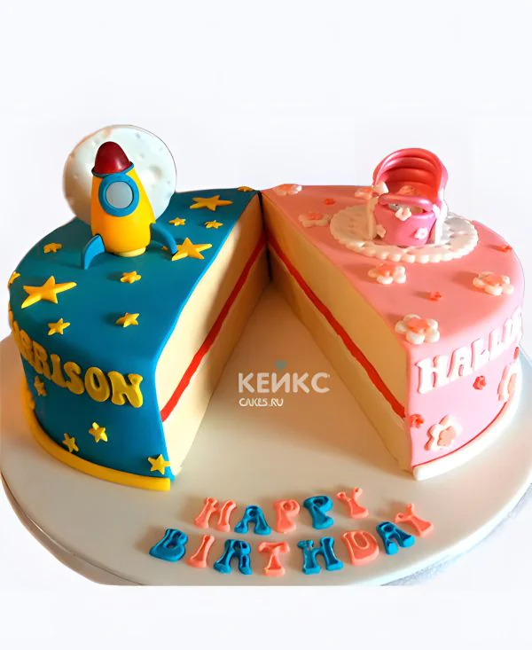 Прикольный торт на день рождения двойняшек Фото