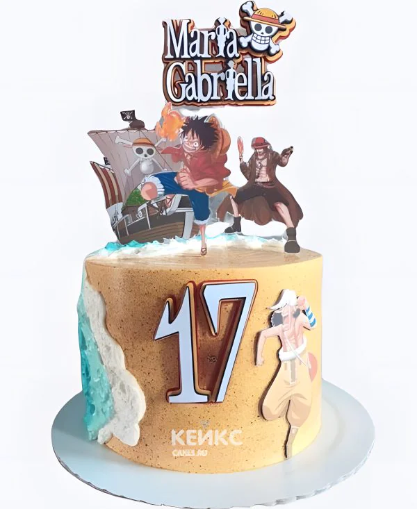 Прикольный торт на день рождения с фотопечатью аниме Ван пис Прикольный торт на день рождения с фотопечатью аниме Ван пис Фото