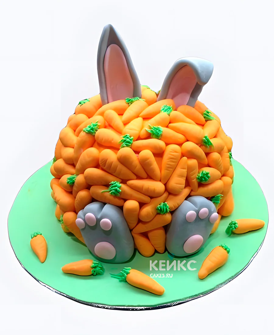 Прикольный торт на юбилей кролик с морковкой Прикольный торт на юбилей кролик с морковкой Фото