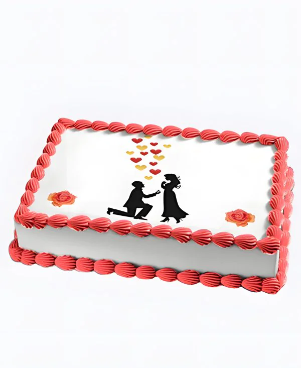 Прямоугольный торт с фотопечатью на сватовство Прямоугольный торт с фотопечатью на сватовство Фото