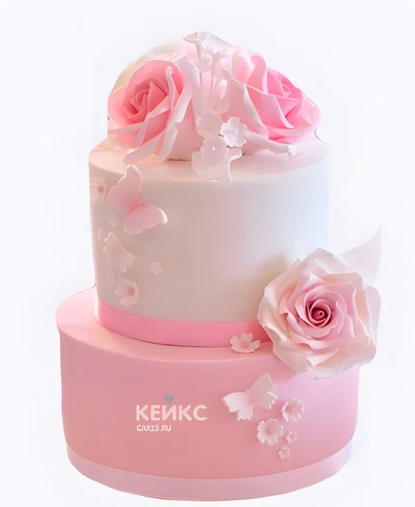 Пудровый свадебный торт Нежность Пудровый свадебный торт Нежность Фото
