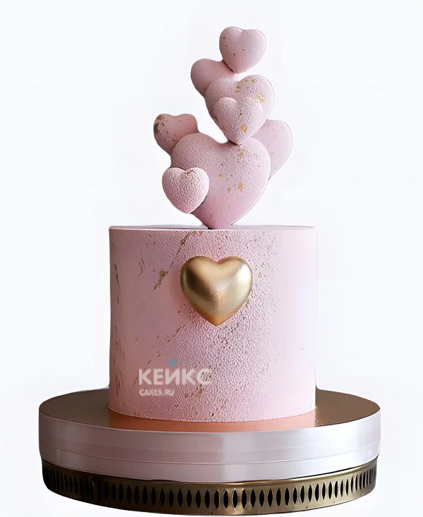 Свадебный торт пудрового цвета «Полет сердец» Свадебный торт пудрового цвета «Полет сердец» Фото