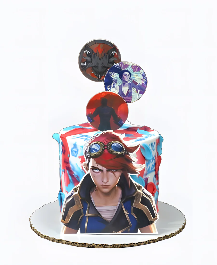 Разноцветный торт на день рождения Аркейн Фото