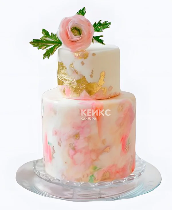 Розовый свадебный торт с одной розой Розовый свадебный торт с одной розой Фото