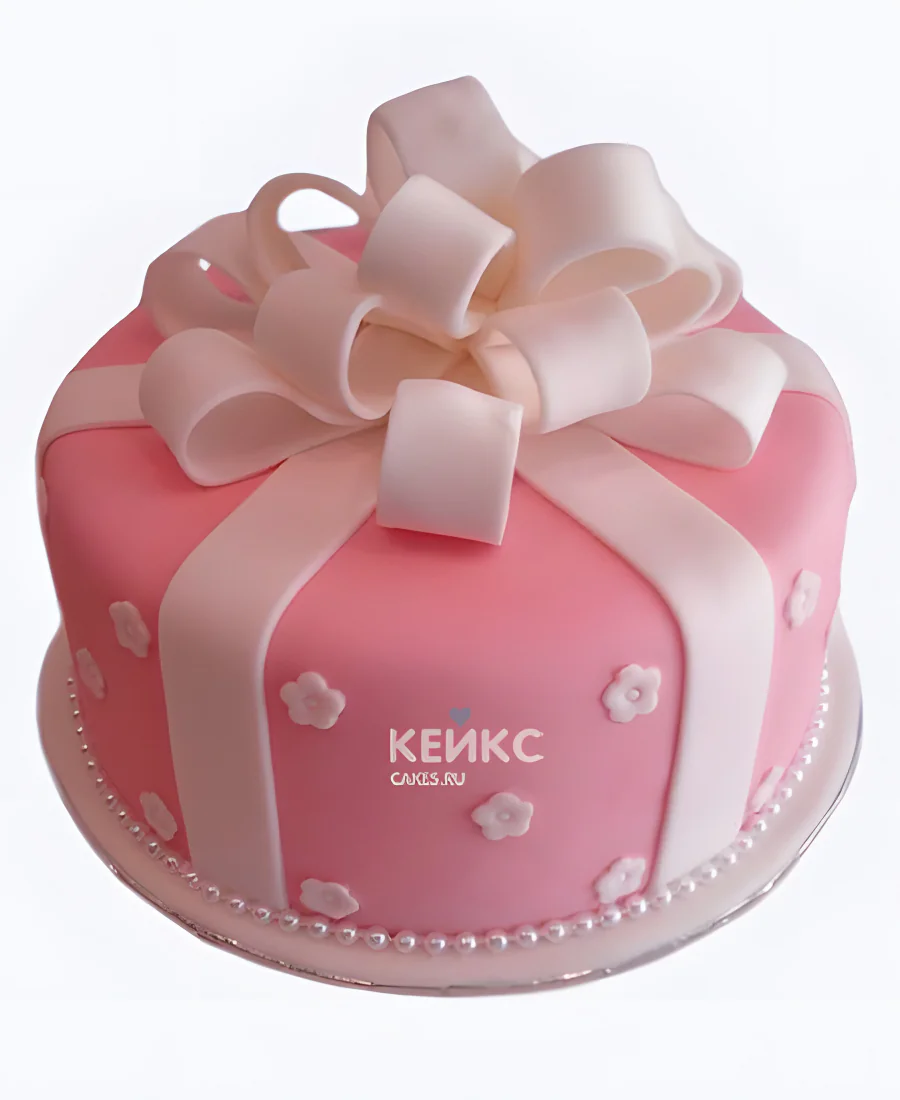 Розовый торт девочке с пышным бантом Розовый торт девочке с пышным бантом Фото