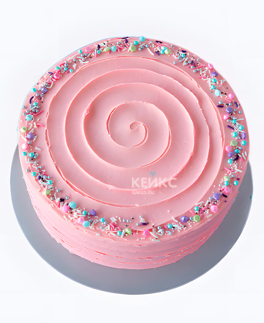 Розовый торт девочке с цветной посыпкой Розовый торт девочке с цветной посыпкой Фото