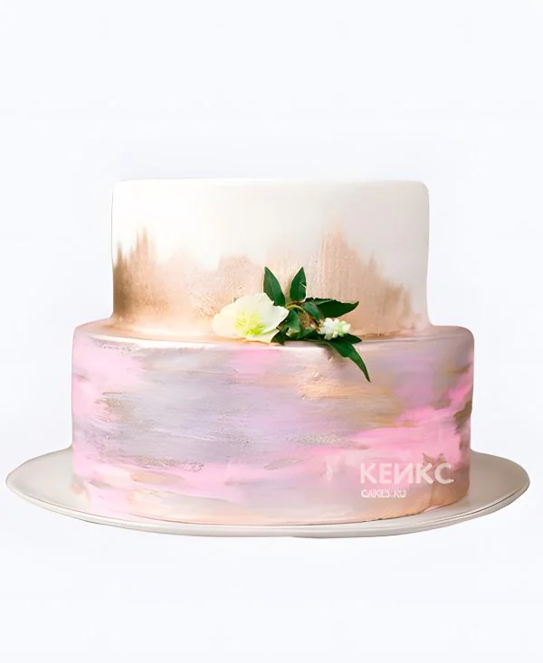 Сиреневый свадебный торт Разноцветные мазки Сиреневый свадебный торт Разноцветные мазки Фото