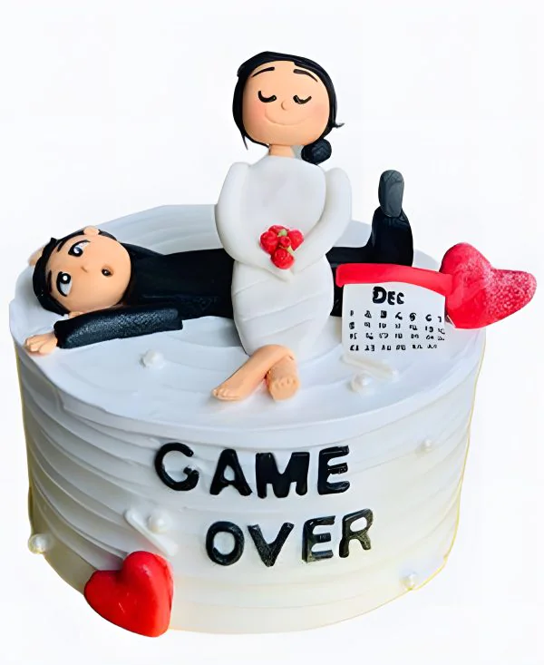 Смешной торт с фигурками влюбленных на сватовство Смешной торт с фигурками влюбленных на сватовство Фото