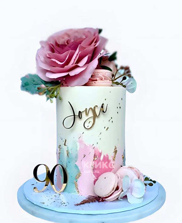 Стильный торт на юбилей 90 лет Фото