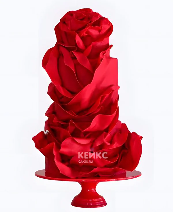 Свадебный красный торт 3D роза Свадебный красный торт 3D роза Фото