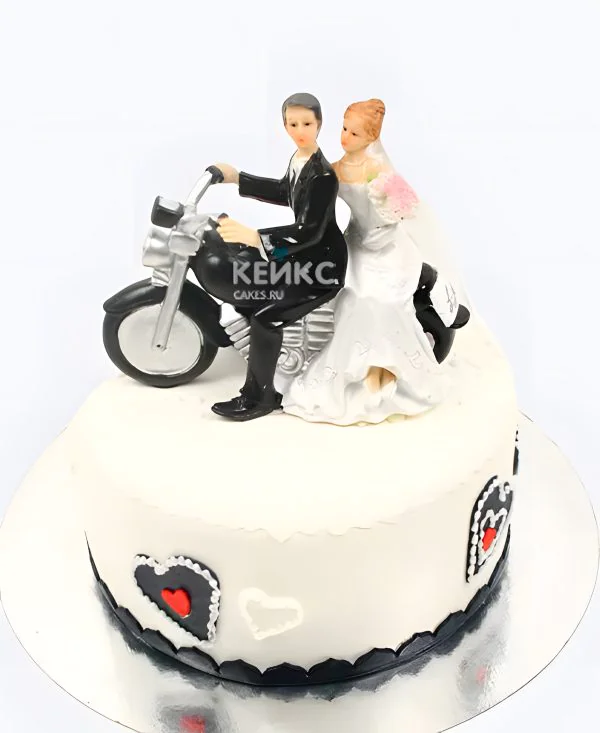 Свадебный торт из мастики На мотоцикле Свадебный торт из мастики На мотоцикле Фото