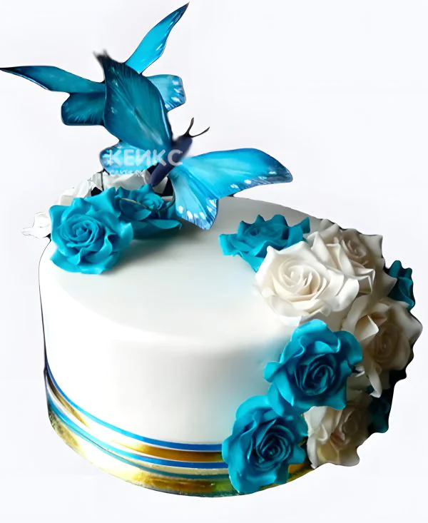 Свадебный бенто-торт с бабочками и цветами Фото