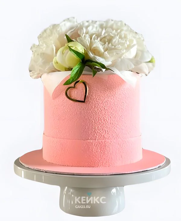 Свадебный торт с георгинами Розовый велюр Фото