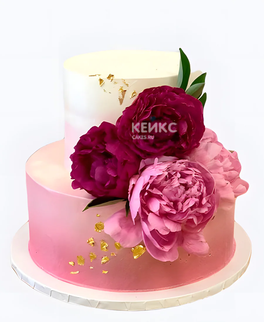 Простой торт на свадьбу с бордовым градиентом Простой торт на свадьбу с бордовым градиентом Фото