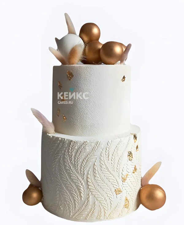 Свадебный торт с узорами велюровый с шарами Фото