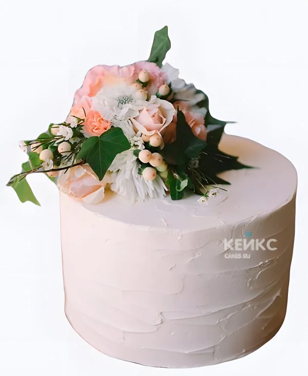 Свадебный торт с живыми цветами Букет цветов Свадебный торт с живыми цветами Букет цветов Фото