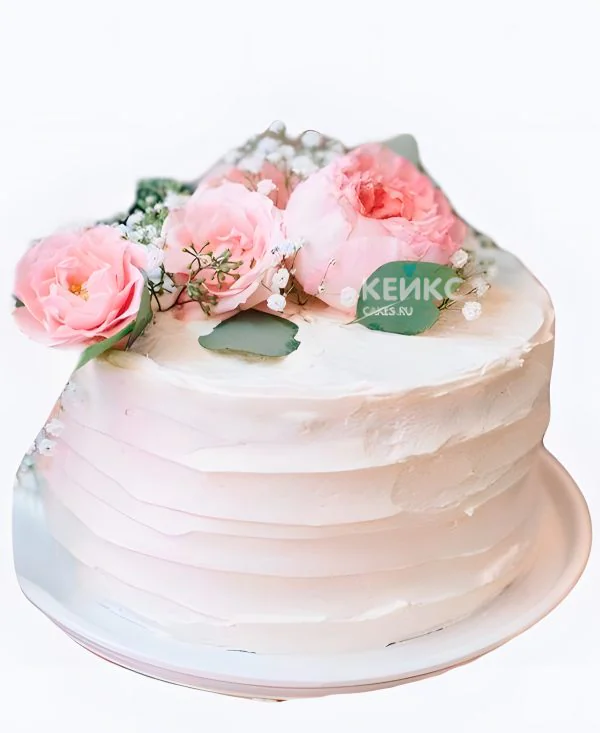 Свадебный торт с живыми цветами Розовые розы Свадебный торт с живыми цветами Розовые розы Фото