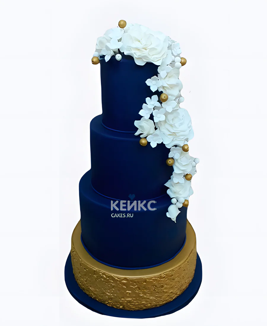 Свадебный торт синий Королевский Фото
