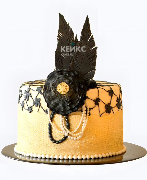 Свадебный торт в стиле Чикаго желтый с узорами Свадебный торт в стиле Чикаго желтый с узорами Фото