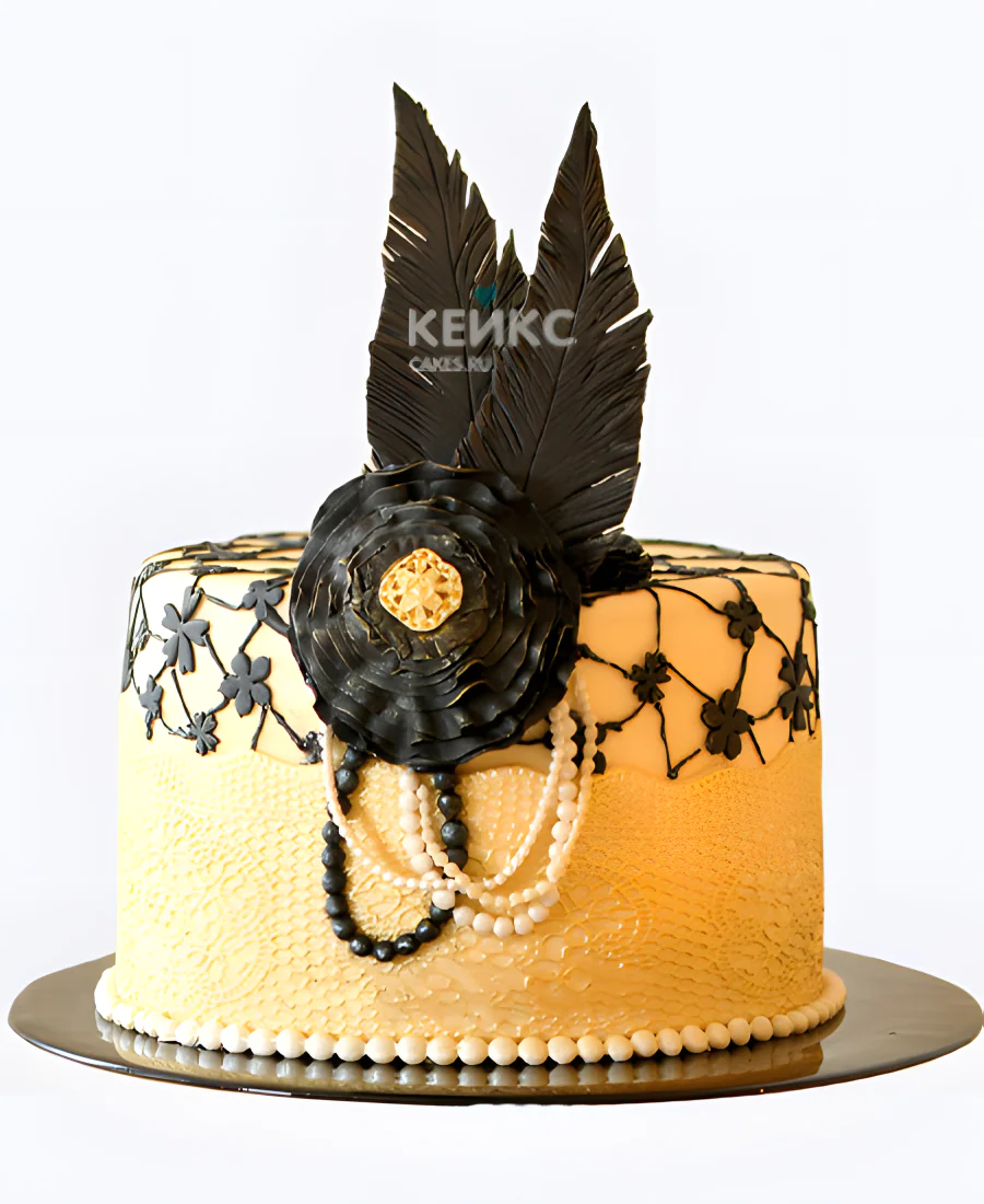 Свадебный торт в стиле Чикаго желтый с узорами Свадебный торт в стиле Чикаго желтый с узорами Фото