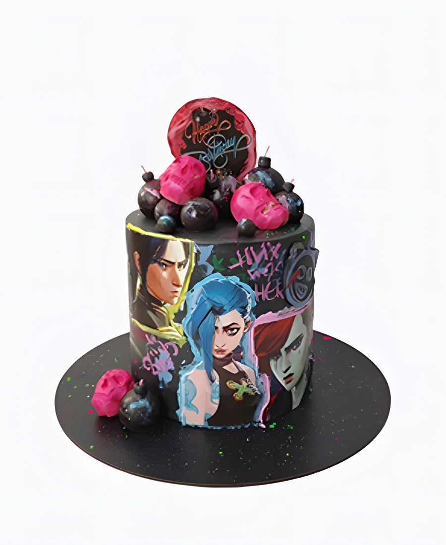 Торт Аркейн на день рождения с черепами Торт Аркейн на день рождения с черепами Фото