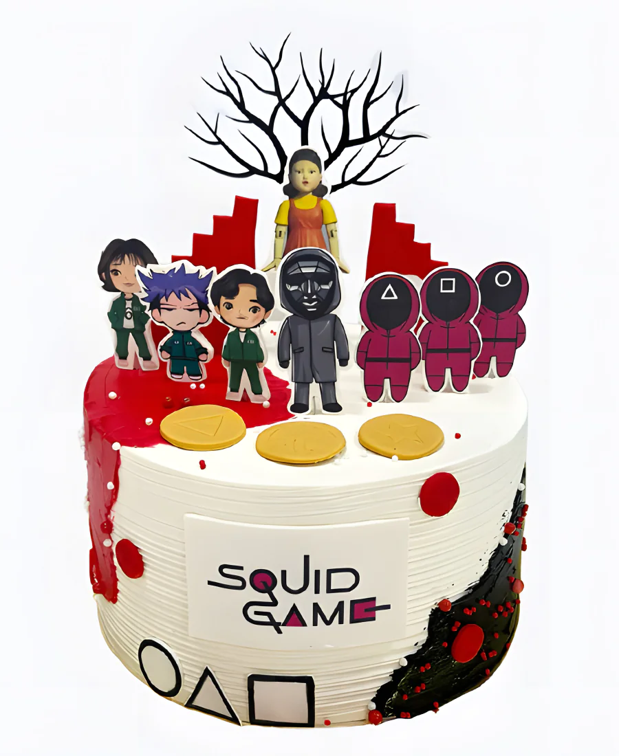 Торт бело-красно-черный Фото