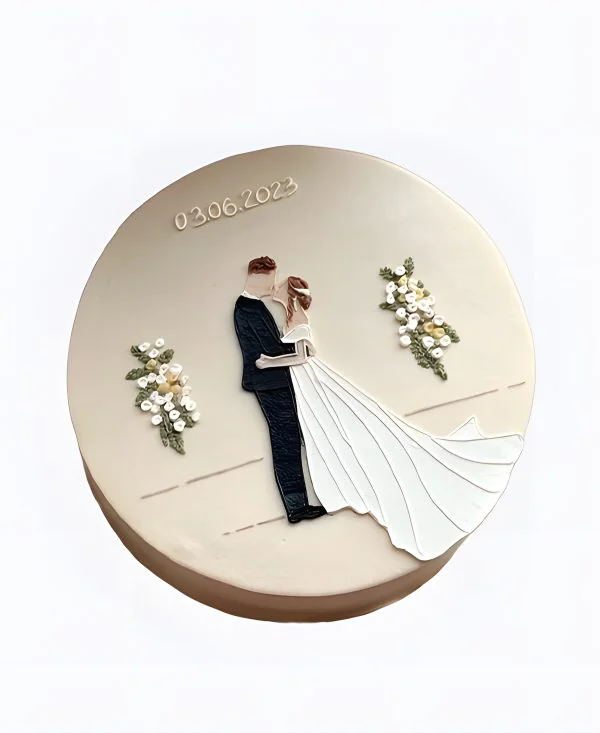 Торт бежевый Свадьба Фото