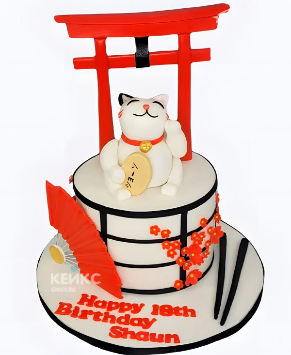 Торт девочке с кошкой удачи Торт девочке с кошкой удачи Фото