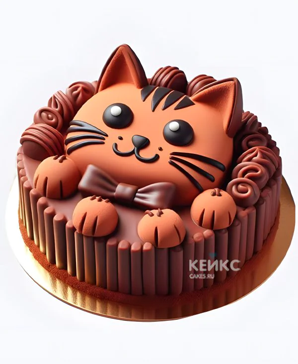 Торт девочке с мордочкой и лапками котика Торт девочке с мордочкой и лапками котика Фото