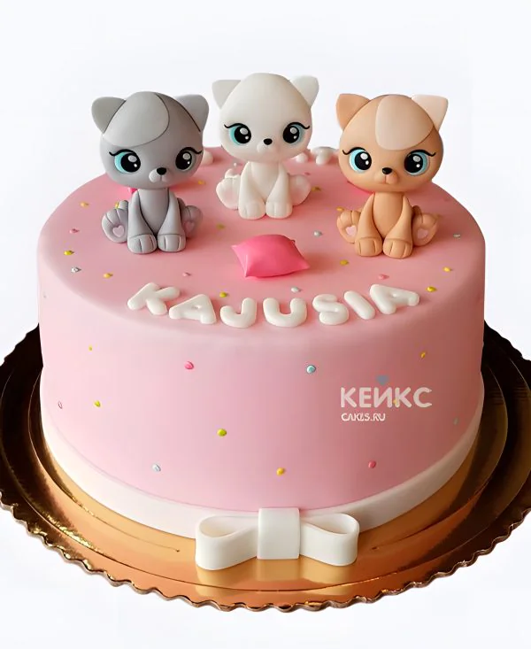 Торт девочке с очаровательными котятами Торт девочке с очаровательными котятами Фото