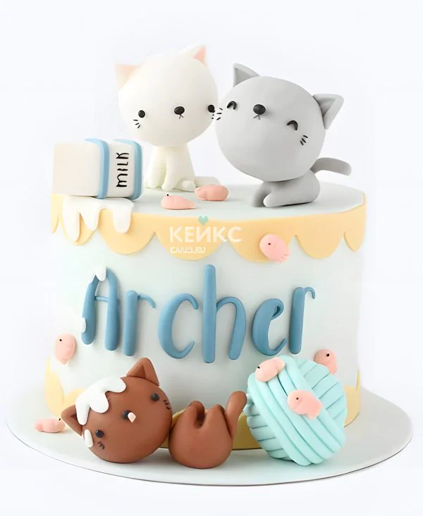 Торт девочке с озорными котятами Торт девочке с озорными котятами Фото