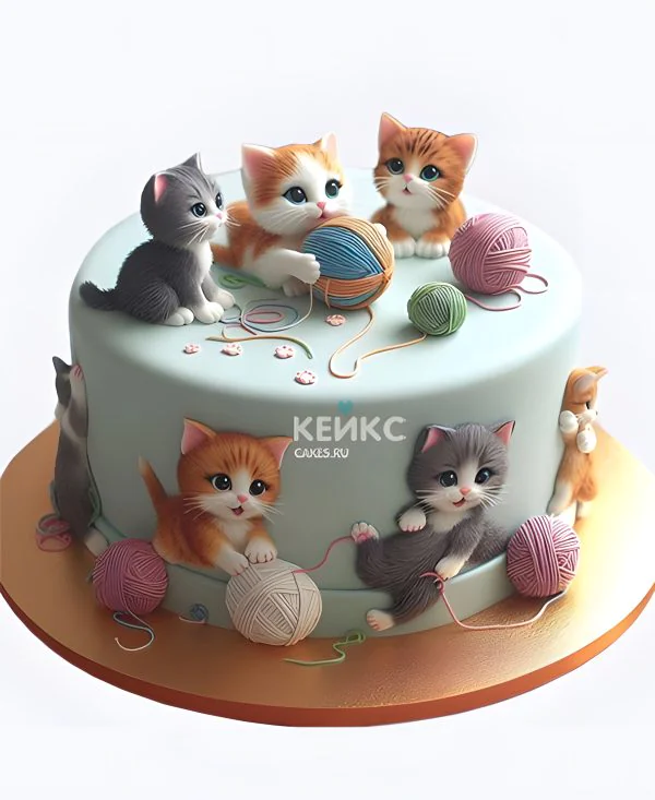 Торт девочке с реалистичными котиками Торт девочке с реалистичными котиками Фото