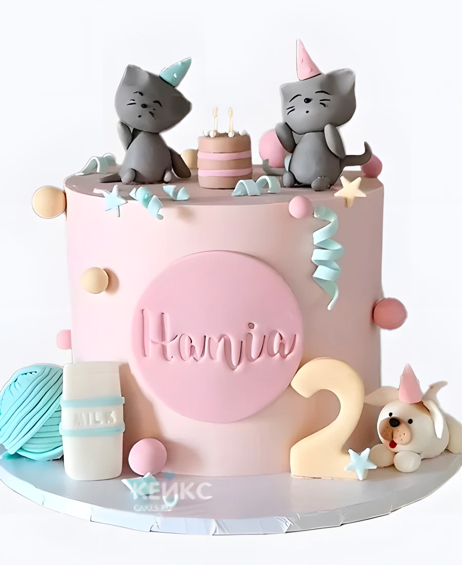 Торт девочке с серыми котиками Фото