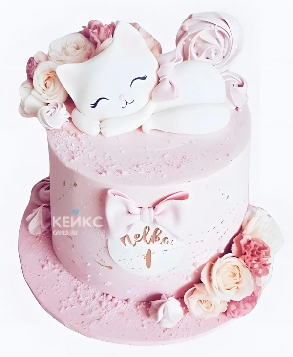 Торт девочке с спящей кошечкой Торт девочке с спящей кошечкой Фото