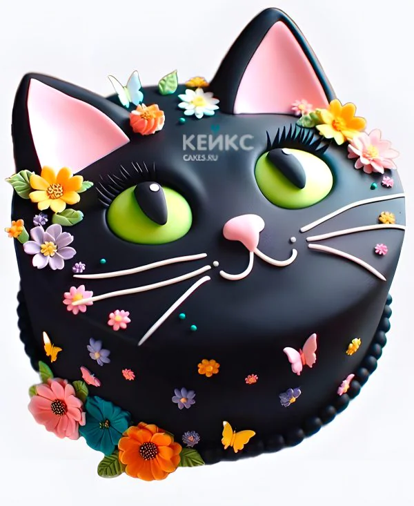 Торт девочке в виде черного котика Торт девочке в виде черного котика Фото