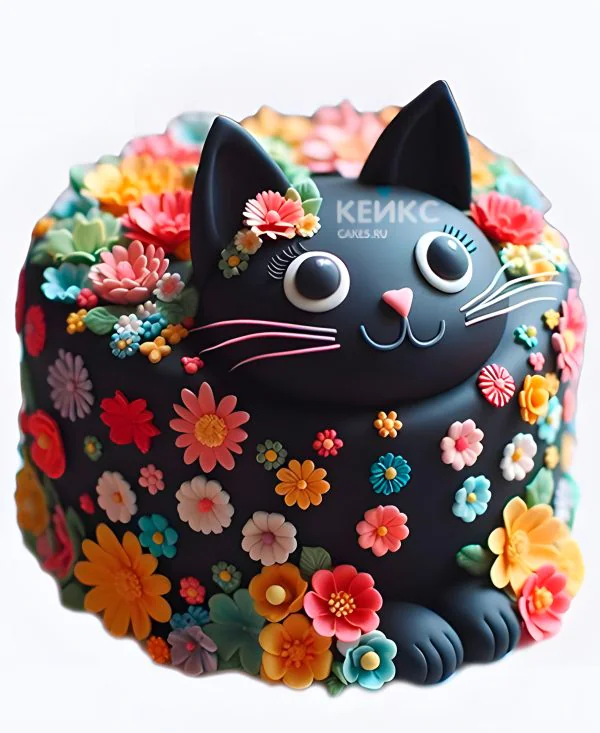 Торт девочке в виде кошечки с цветами Торт девочке в виде кошечки с цветами Фото