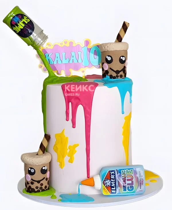 Торт для рукодельницы девочки с слаймом Торт для рукодельницы девочки с слаймом Фото